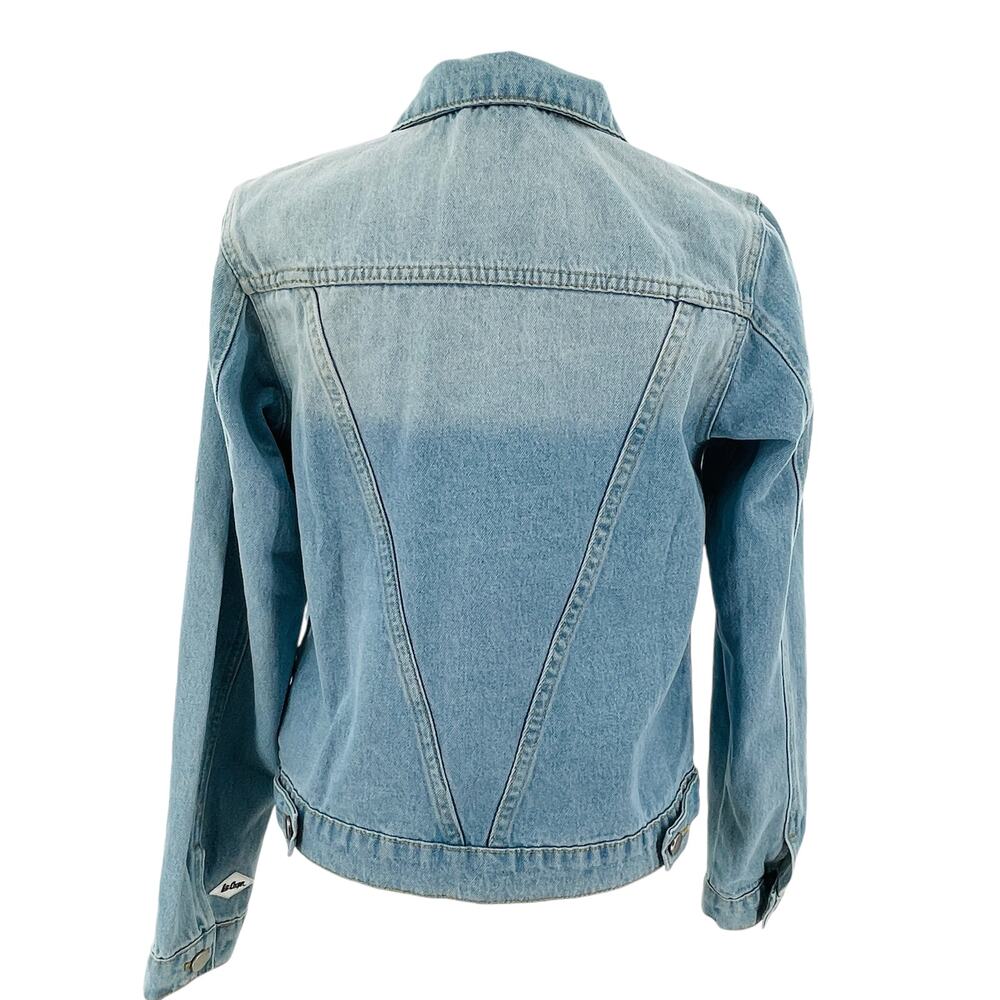 Lee Cooper Vtg 90s Blue Denim Orange Trim Button Asym Zip Classic Jean Jacket M - Picture 3 of 11